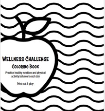 apple with wellness coloring book written in the middle